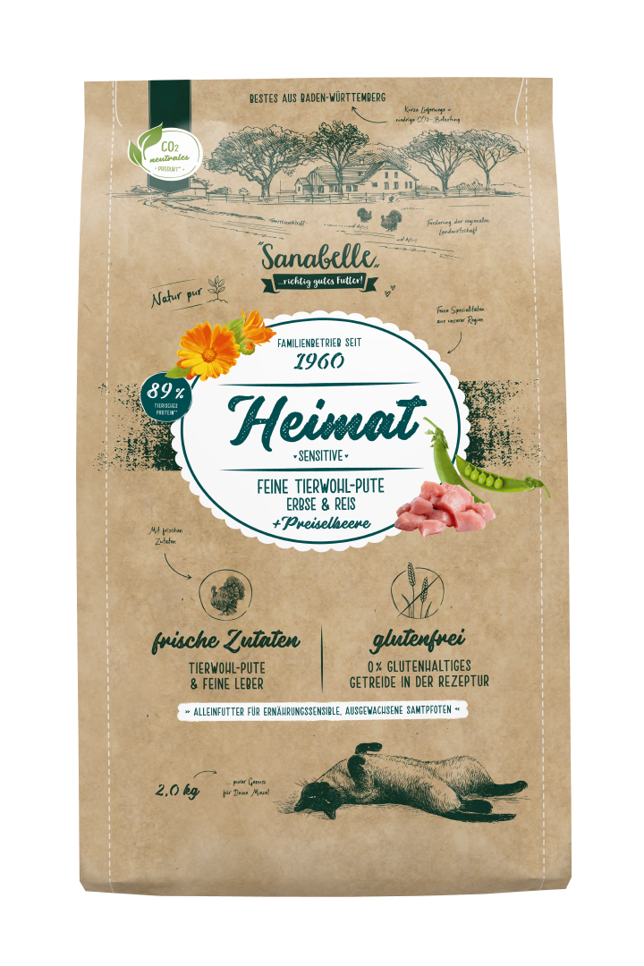 Sanabelle Katzen-Trockenfutter Heimat Sensitive Tierwohl-Pute